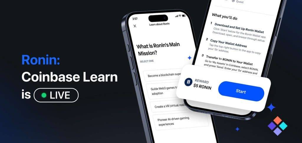 Earn RON Rewards with Coinbase Learn and Earn Featuring Ronin!
